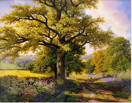 van der putten daniel country lane painting oil preston capes northants panel