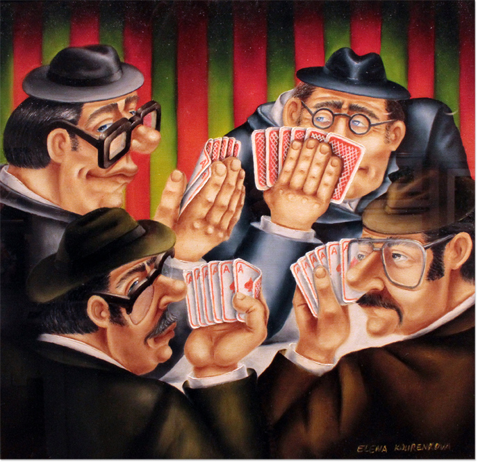 Elena Kourenkova, Original oil painting on panel, I Who Hold All the Aces. Click to enlarge