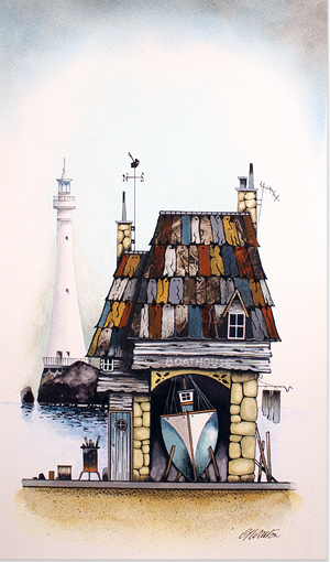 Gary Walton, Watercolour, Boat House Without frame image. Click to enlarge