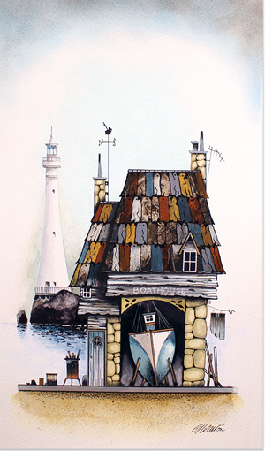 Gary Walton, Watercolour, Boat House