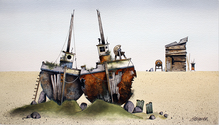 Gary Walton, Watercolour, Wrecks