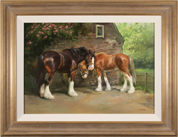 Jacqueline Stanhope, Original oil painting on canvas, Shire Horses in Spring Large image. Click to enlarge