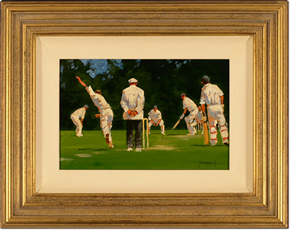 John Haskins, Original oil painting on panel, Cricket Scene, click to enlarge