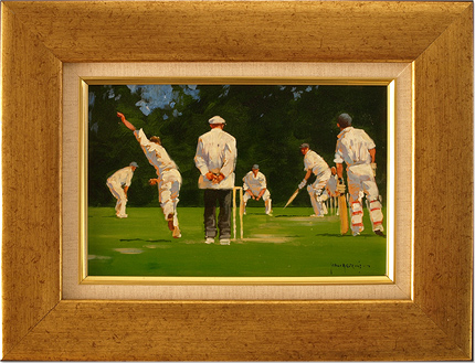 John Haskins, Original oil painting on panel, Cricket, click to enlarge