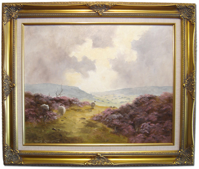 Lewis Creighton, Original oil painting on canvas, Yorkshire Moorland Signature image. Click to enlarge