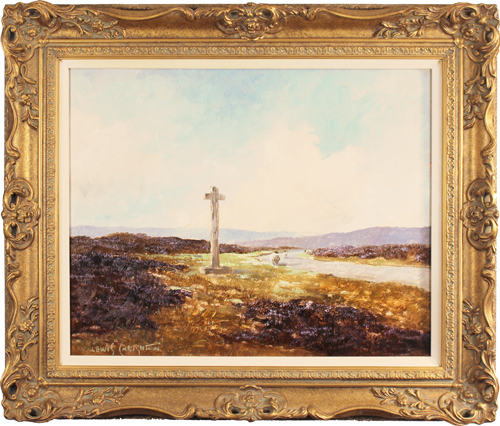 Lewis Creighton, Original oil painting on panel, Young Ralph's Cross, North Yorkshire