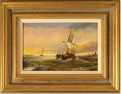 Paul Zander, Original oil painting on panel, Marine Scene