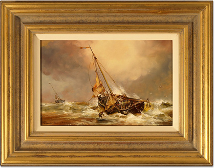 Paul Zander, Original oil painting on panel, Marine Scene