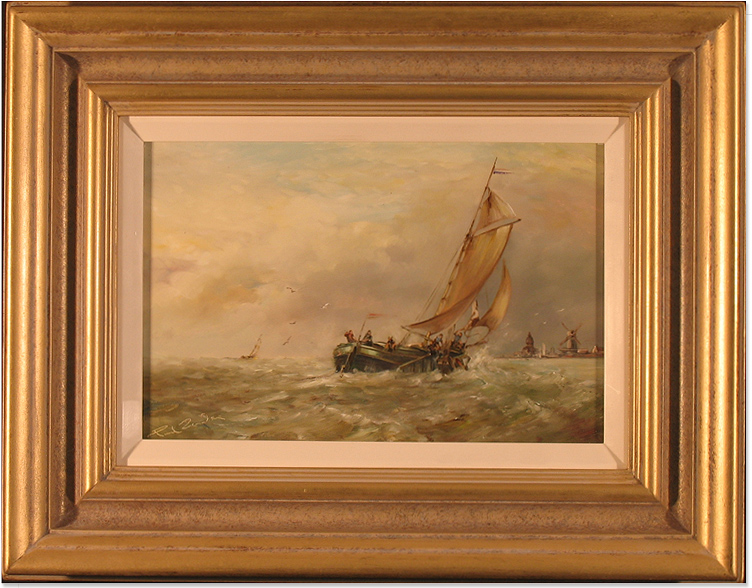 Paul Zander, Original oil painting on panel, Marine Scene. Click to enlarge