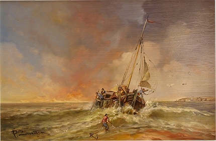 Paul Zander, Original oil painting on canvas, Marine Scene Without frame image. Click to enlarge