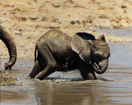 Pip McGarry, Original oil painting on canvas, Playing with Mum 2