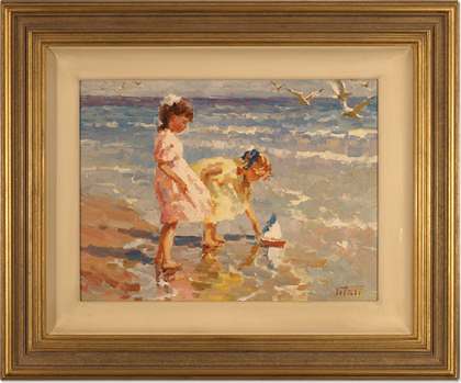 Vitali Bondarenko, Original oil painting on canvas, Beach Scene