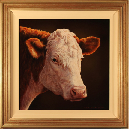 Wayne Westwood, Original oil painting on panel, Hereford Bull, click to enlarge