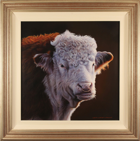 Wayne Westwood, Original oil painting on panel, Fred, The Hereford Bull, click to enlarge