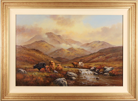 Wendy Reeves, Original acrylic painting on canvas, Highland Cattle, click to enlarge