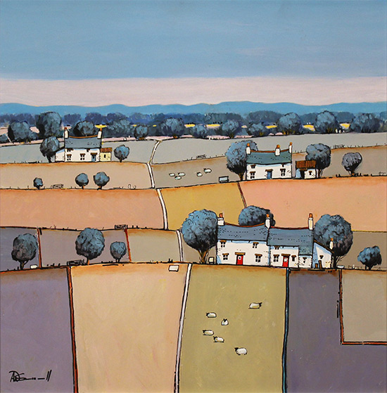 Alan Smith, Original oil painting on panel, Patchwork Fields