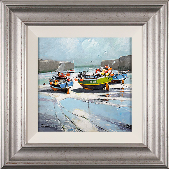 Alan Smith, Original oil painting on panel, Harbour Waves, North Yorkshire 