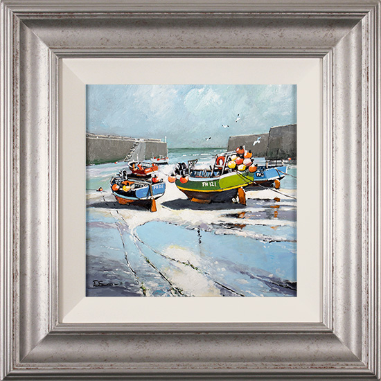 Alan Smith, Original oil painting on panel, Harbour Waves, North Yorkshire  