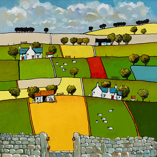 Alan Smith, Original oil painting on panel, Sun and Stone, Yorkshire 