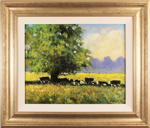 Alan Smith, Original oil painting on panel, Cows Resting 