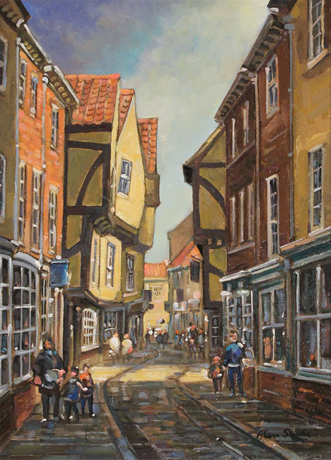 Alan Stuttle, Original oil painting on canvas, The Shambles, York Without frame image. Click to enlarge