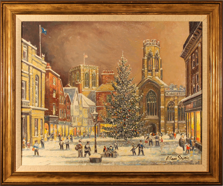 Alan Stuttle, Original oil painting on canvas, York Minster from St.Helen's Square, click to enlarge