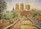 Alan Stuttle, Watercolour, York Minster from the City Walls Large image. Click to enlarge