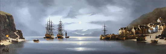 Alex Hill, Original oil painting on panel, Smuggler's Bay Without frame image. Click to enlarge
