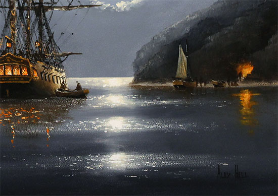 Alex Hill, Original oil painting on panel, Moonlight Cove Signature image. Click to enlarge