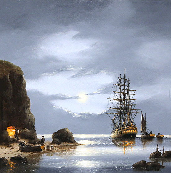 Alex Hill, Original oil painting on panel, Changing Tides Without frame image. Click to enlarge