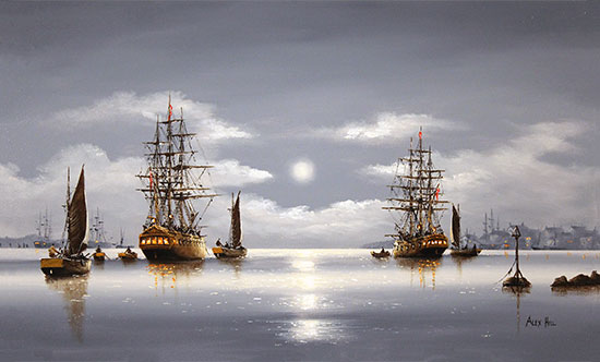 Alex Hill, Original oil painting on panel, Into Harbour Without frame image. Click to enlarge