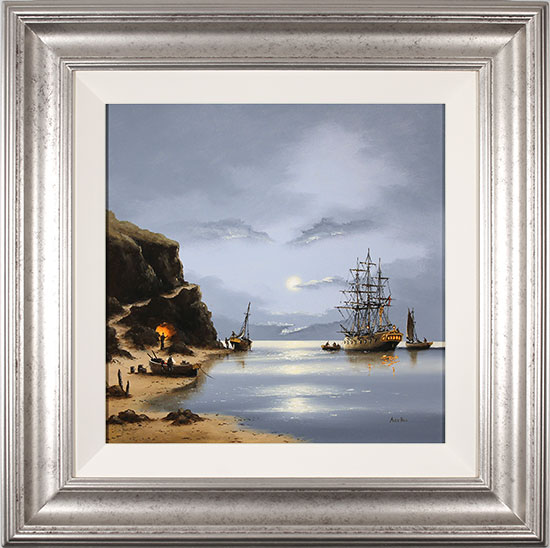 Alex Hill, Original oil painting on panel, Moonlight Cove 