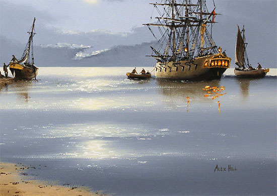 Alex Hill, Original oil painting on panel, Moonlight Cove Signature image. Click to enlarge
