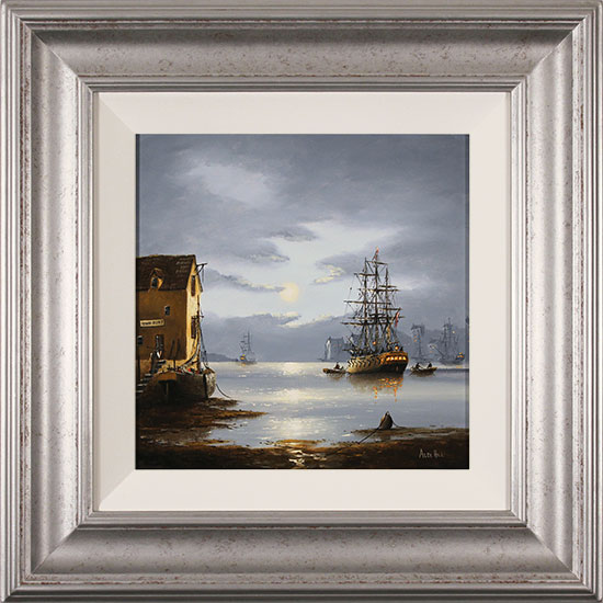 Alex Hill, Original oil painting on panel, Moonlight Mooring, click to enlarge