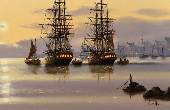 Alex Hill, Original oil painting on panel, The Dawn Fleet Signature image. Click to enlarge
