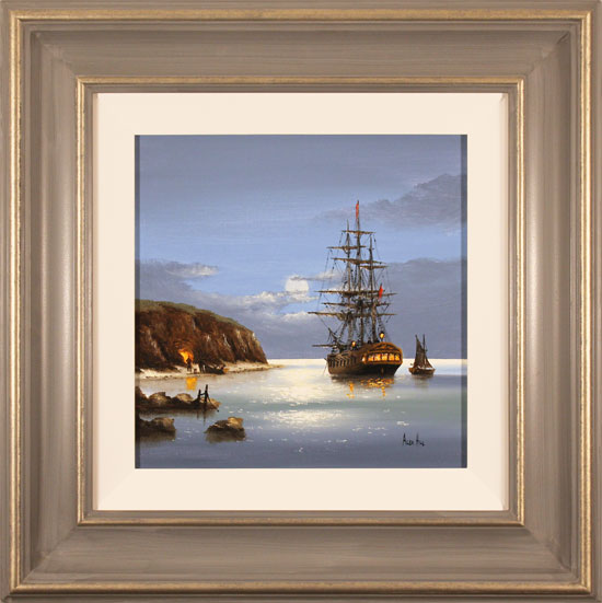 Alex Hill, Original oil painting on canvas, Evening Moorings 