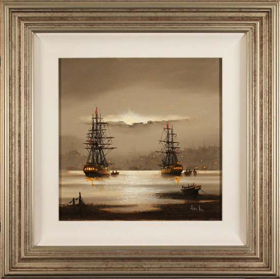 Alex Hill, Original oil painting on canvas, Fog Over Whitby Harbour, click to enlarge