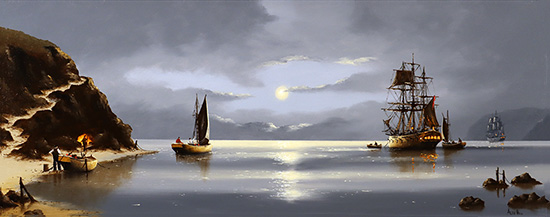 Alex Hill, Original oil painting on panel, Smuggler's Bay