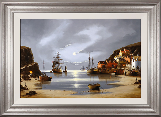 Alex Hill, Original oil painting on panel, Low Tide at Jamaica Inn