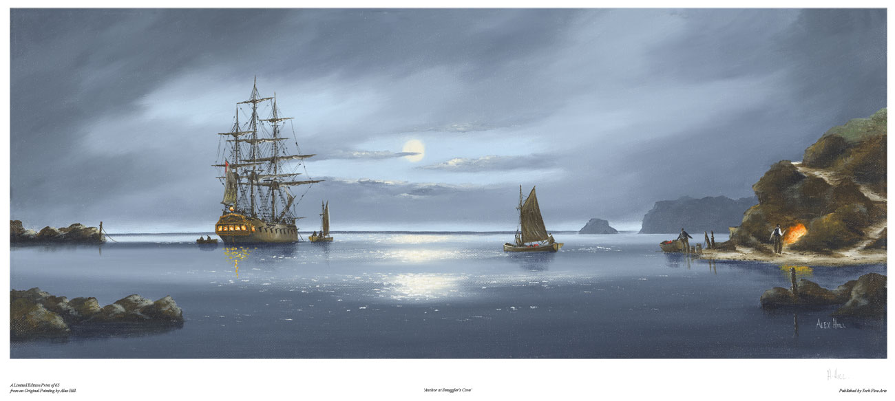 Alex Hill, Signed limited edition print, Anchor at Smuggler's Cove. Click to enlarge