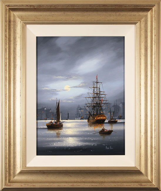 Alex Hill, Original oil painting on panel, Harbour Lights, click to enlarge