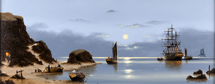 Alex Hill, Original oil painting on panel, Into the Night