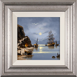 Alex Hill, Original oil painting on panel, A Moonlit Return 