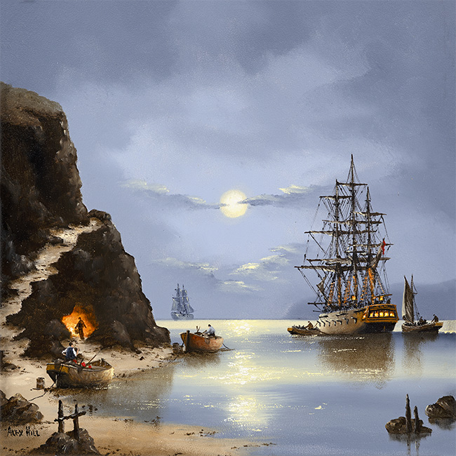 Alex Hill, Original oil painting on panel, A Buccaneer's Bounty