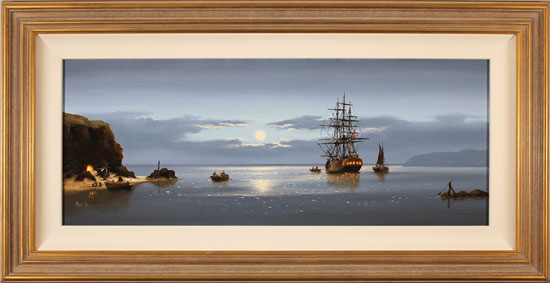 Alex Hill, Original oil painting on canvas, Moonlight Delivery 30x12ins