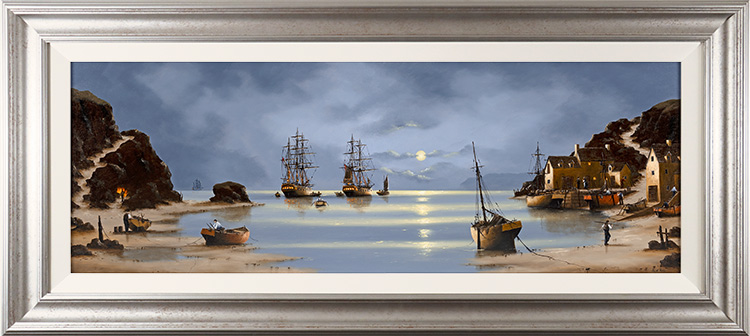 Alex Hill, Original oil painting on panel, Smuggler's Sands, click to enlarge