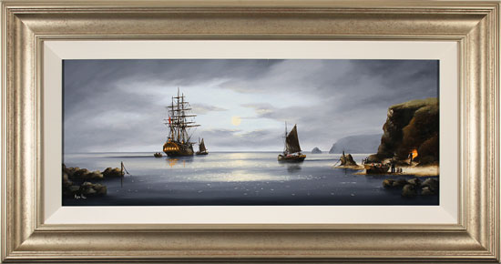Alex Hill, Original oil painting on canvas, Moonlight Smugglers 