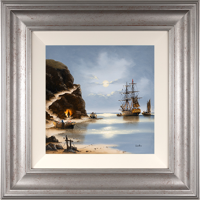 Alex Hill, Original oil painting on panel, Smuggler's Work, click to enlarge