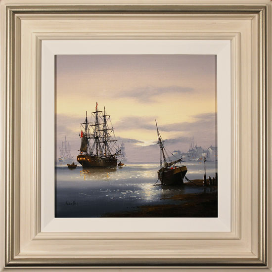 Alex Hill, Original oil painting on canvas, Sunrise Mooring, click to enlarge