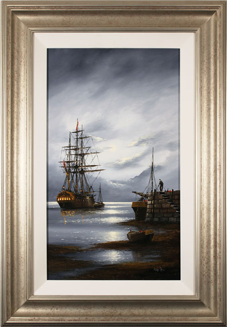 Alex Hill, Original oil painting on panel, Moonlight Mooring, click to enlarge